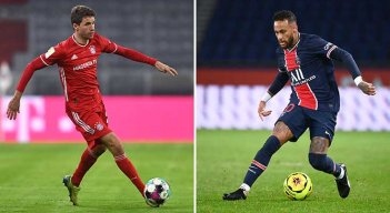 Thomas Muller jugador del Bayern Múnich y Neymar Jr, atacante del Paris SG