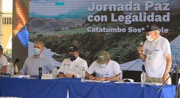 Aspecto de la jornada ‘Paz con Legalidad Catatumbo Sostenible’, en Sardinata, con la presencia del presidente de la República, Iván Duque, el gobernador Silvano Serrano, el alcalde de Cúcuta Jairo Yáñez y altos funcionarios del Gobier no Nacional. / Cortesía