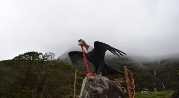 Los visitantes pueden apreciar el monumento al cóndor en la Laguna de Comagüeta, localizada en corregimiento de Presidente./ Cortesía 