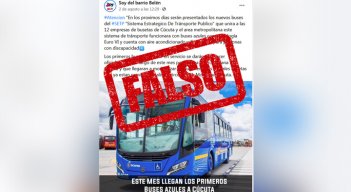 En redes sociales circuló una noticia falsa sobre la llegada este mes de buses para el nuevo sistema de transporte.
