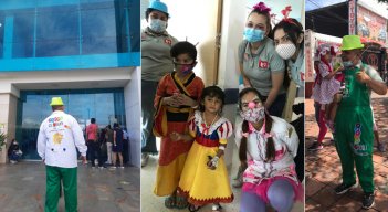 Acompañados por estudiantes de Licenciatura en Educación Infantil de la Universidad Francisco de Paula Santander (UFPS), los integrantes de Happy Clown por un Sueño visitaron a los infantes y les brindaron un rato ameno. / Foto: Cortesía
