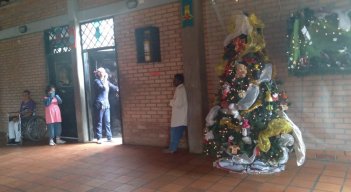 Arman el arbolito de Navidad y el pesebre juntos 