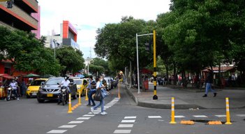 Ciclorruta en los alrededores del Parque Nacional o Palacio Nacional, en las calles 3 y 4 con avenidas 8 y 9. / Foto: Jorge Iván Gutiérrez