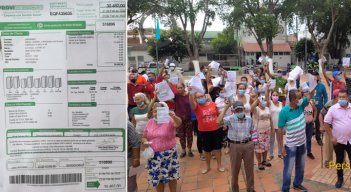 Con recibos en mano, alrededor de un centenar de usuarios de Proviservicios, cuya sede queda en Bucaramanga, alzó su voz en el parque principal contra los cobros que está haciendo la empresa