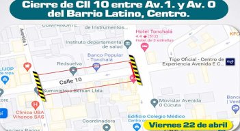 Este viernes, en la noche, se cerrará el paso de carros por la calle 10./Foto cortesía