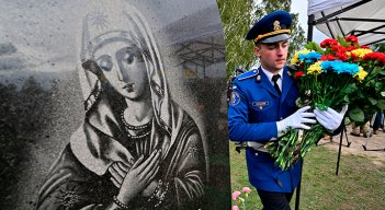 Militar lleva flores a la tumba de Mykhaylo Matyushenko, coronel de las Fuerzas Armadas de Ucrania, quien fue derribado en el cielo sobre el Mar Negro