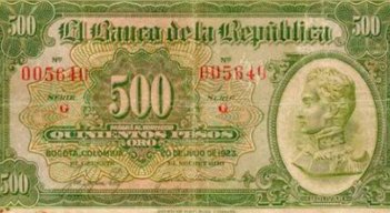 Billete de 500 en Colombia.