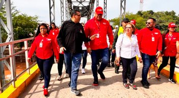 Las autoridades del Táchira y Norte de Santander recorrieron el puente internacional La Unión./Foto Cortesía