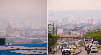 Así se veía ayer el cielo de Cúcuta, lo que parecía una fuerte nubosidad era en realidad la preocupante mala calidad del aire. Foto Cortesía