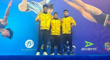 Yan Dairo Zabala, Camilo Vera y Jordan Castro gimnastas cucuteños. 