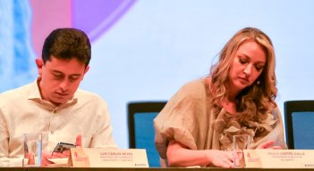 Luis Carlos Reyes, ministro de Comercio y Paula Cortés Calle, presidenta de Anato.
