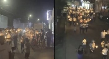 En la vereda Versalles, la comunidad pidió con velas y pancartas, ser alejada del conflicto armado. 